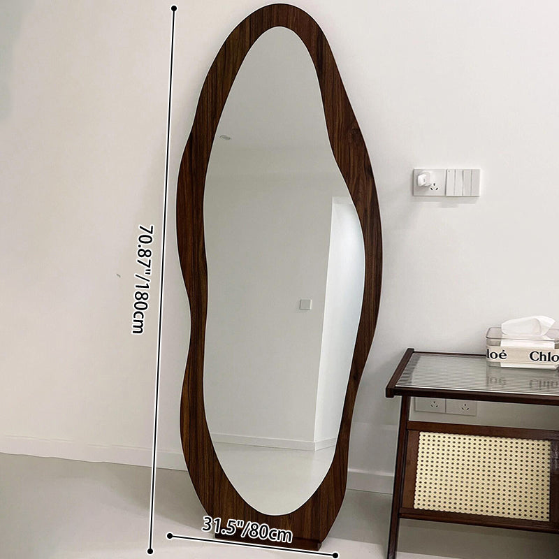 Zeitgenössischer Retro-MDF-Glas-Oval-Wellen-Vollkörper-Boden Spiegel für Wohnzimmer und Schlafzimmer 