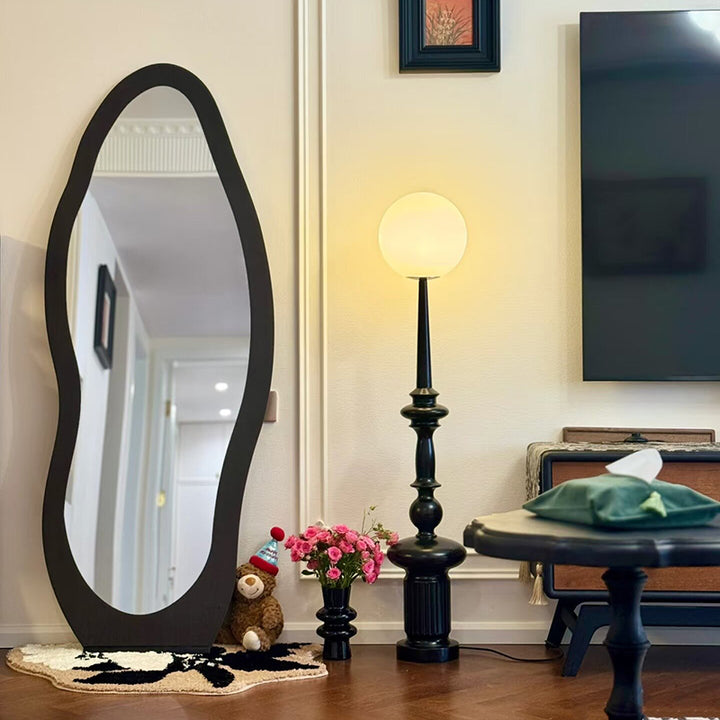 Zeitgenössischer Retro-MDF-Glas-Oval-Wellen-Vollkörper-Boden Spiegel für Wohnzimmer und Schlafzimmer 