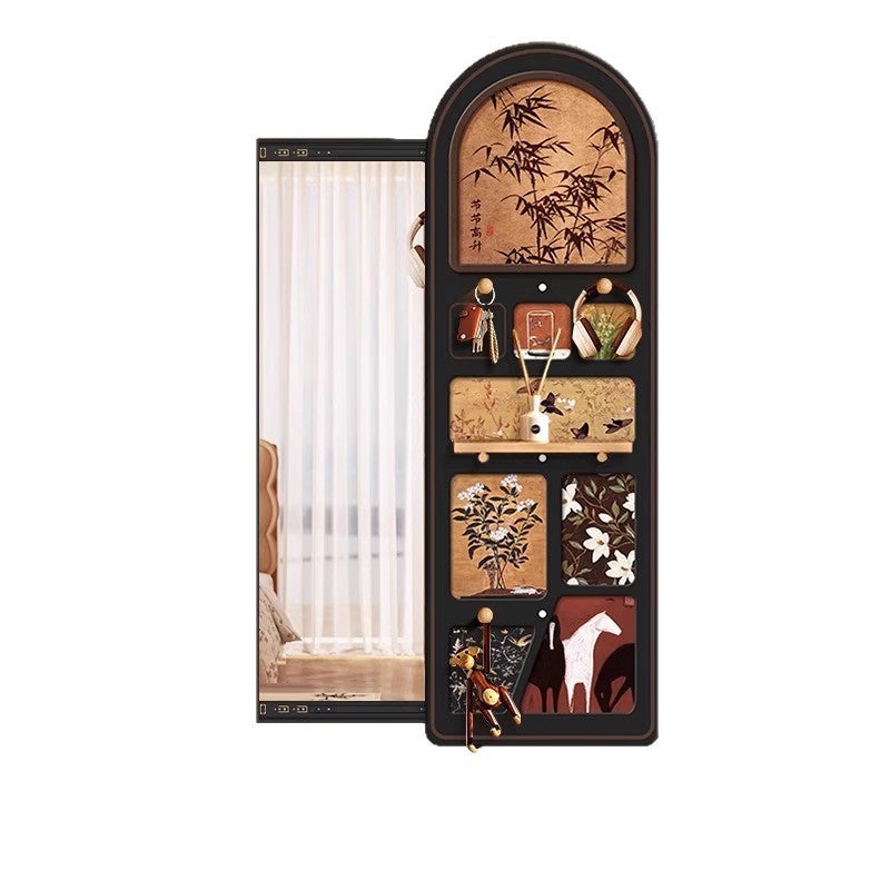 Contemporary Retro MDF Glass Oval Sliding Wall Mirror For Living Room &amp; Bedroom
