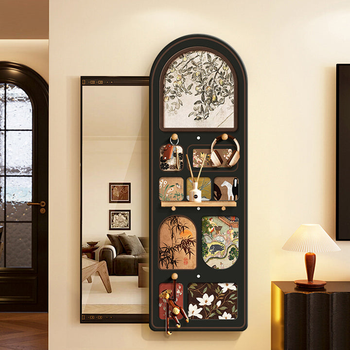 Moderner Retro-MDF-Glas-Oval-Schiebewandspiegel für Wohnzimmer und Schlafzimmer 