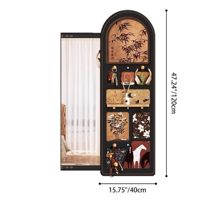 Moderner Retro-MDF-Glas-Oval-Schiebewandspiegel für Wohnzimmer und Schlafzimmer 