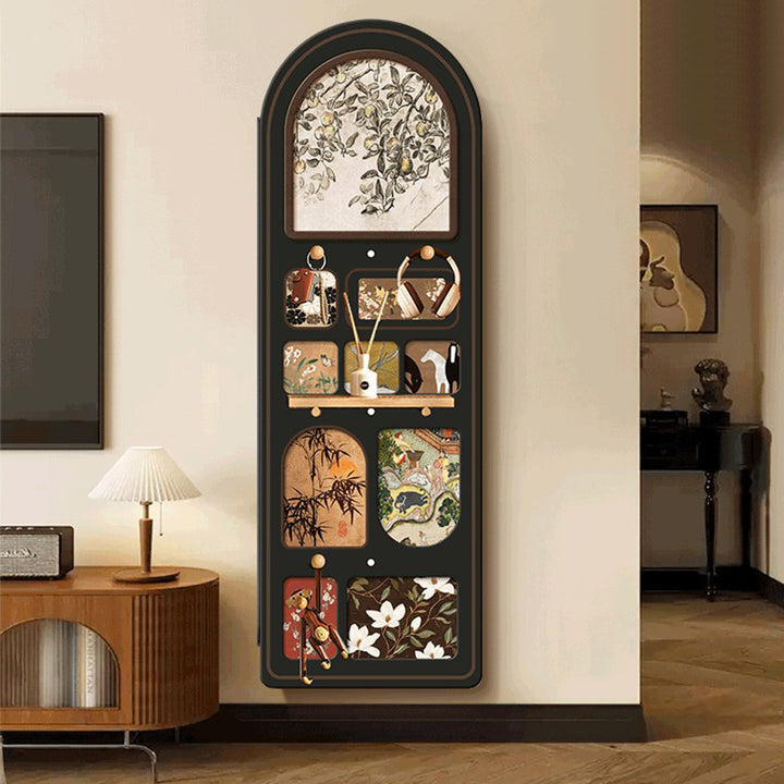 Moderner Retro-MDF-Glas-Oval-Schiebewandspiegel für Wohnzimmer und Schlafzimmer 
