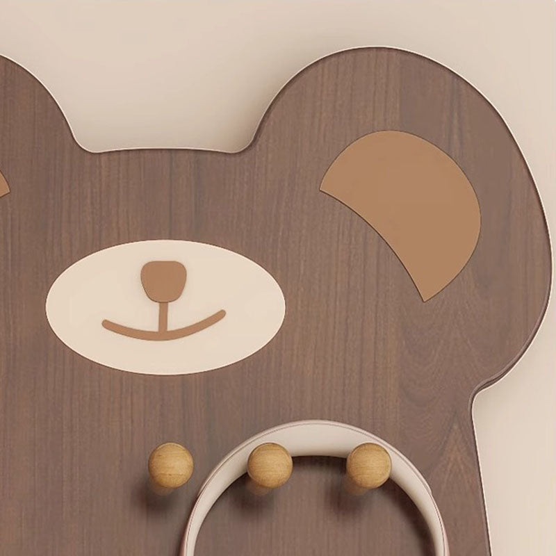 Contemporary Creative Particleboard Glass Bear-shaped Sliding Wall Mirror With DIY Pegboard Storage For Bedroom &amp; Living Room