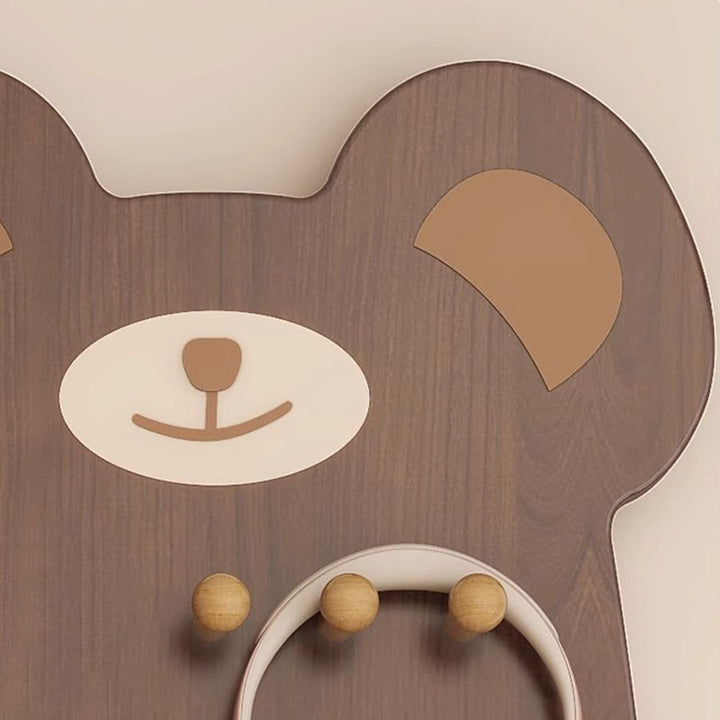 Contemporary Creative Particleboard Glass Bear-shaped Sliding Wall Mirror With DIY Pegboard Storage For Bedroom &amp; Living Room