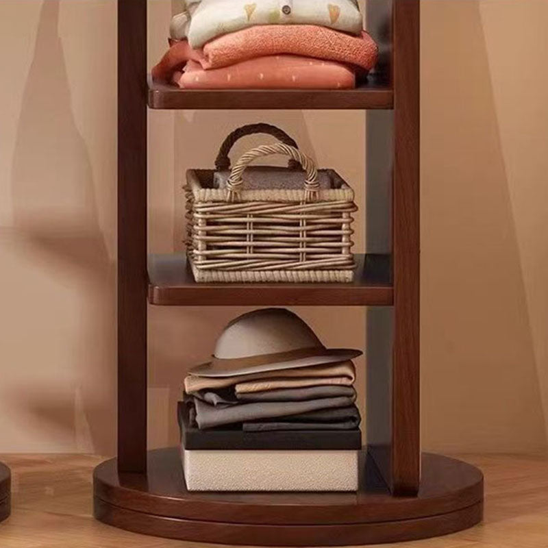 Modern Minimalist MDF Round Oval Swivel Full-Length Floor Mirror 3-Tier Storage &amp; Clothes Hanger For Bedroom &amp; Living Room