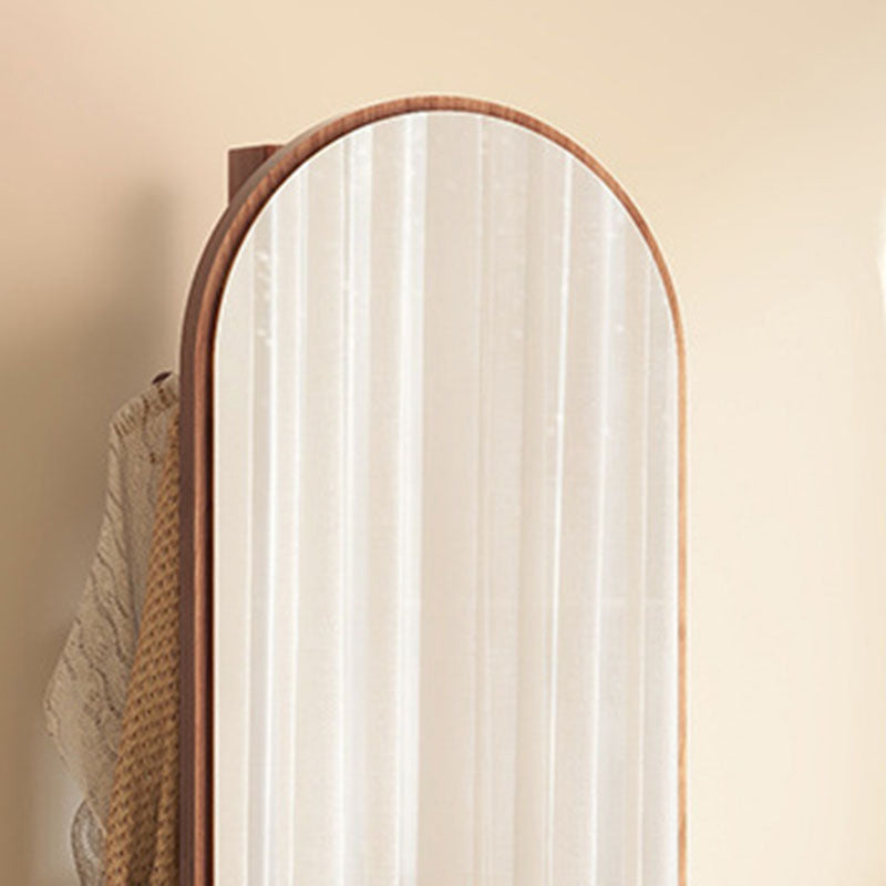 Modern Minimalist MDF Round Oval Swivel Full-Length Floor Mirror 3-Tier Storage &amp; Clothes Hanger For Bedroom &amp; Living Room