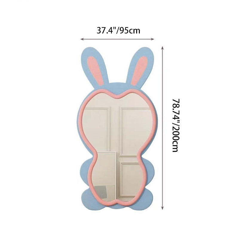 Contemporary Creative HDF Velvet Sponge Rabbit-Shaped Full-Length Floor Mirror For Bedroom &amp; Living Room