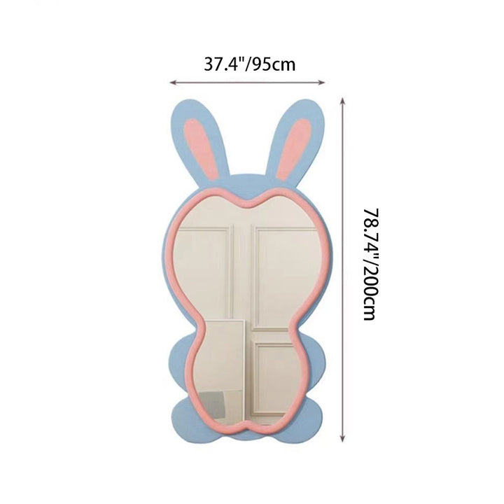 Contemporary Creative HDF Velvet Sponge Rabbit-Shaped Full-Length Floor Mirror For Bedroom &amp; Living Room