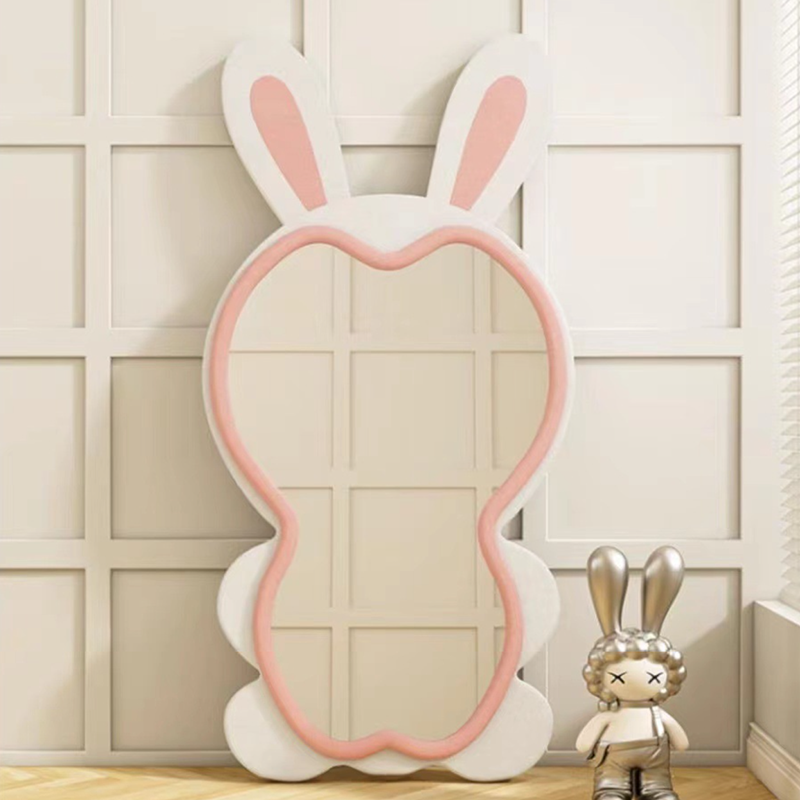 Contemporary Creative HDF Velvet Sponge Rabbit-Shaped Full-Length Floor Mirror For Bedroom &amp; Living Room