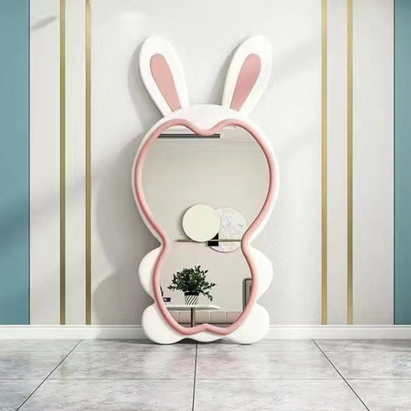 Contemporary Creative HDF Velvet Sponge Rabbit-Shaped Full-Length Floor Mirror For Bedroom &amp; Living Room