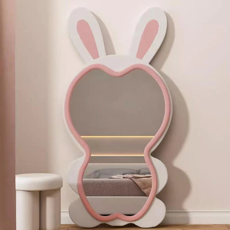 Contemporary Creative HDF Velvet Sponge Rabbit-Shaped Full-Length Floor Mirror For Bedroom &amp; Living Room