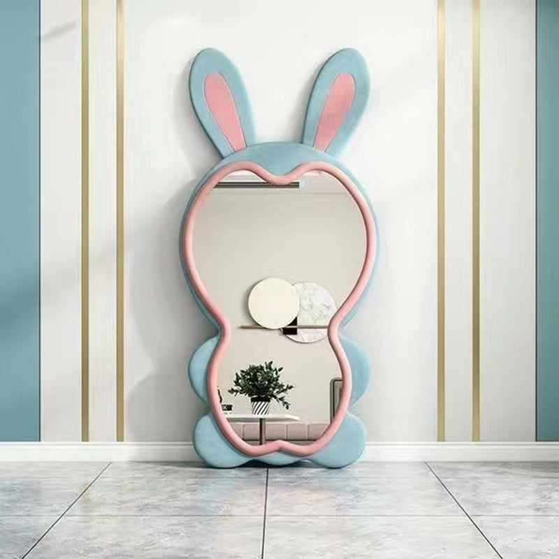 Contemporary Creative HDF Velvet Sponge Rabbit-Shaped Full-Length Floor Mirror For Bedroom &amp; Living Room