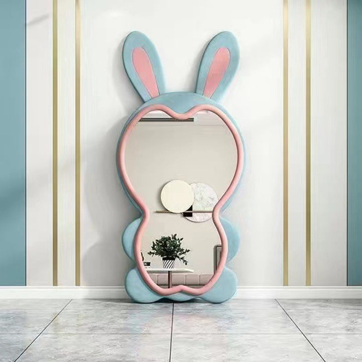 Contemporary Creative HDF Velvet Sponge Rabbit-Shaped Full-Length Floor Mirror For Bedroom &amp; Living Room