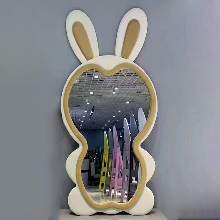 Contemporary Creative HDF Velvet Sponge Rabbit-Shaped Full-Length Floor Mirror For Bedroom &amp; Living Room
