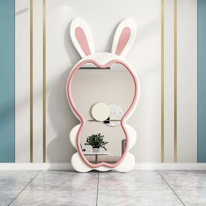 Contemporary Creative HDF Velvet Sponge Rabbit-Shaped Full-Length Floor Mirror For Bedroom &amp; Living Room