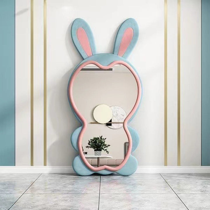 Contemporary Creative HDF Velvet Sponge Rabbit-Shaped Full-Length Floor Mirror For Bedroom &amp; Living Room