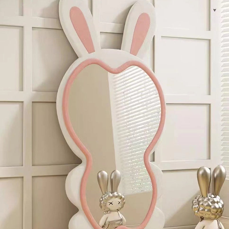 Contemporary Creative HDF Velvet Sponge Rabbit-Shaped Full-Length Floor Mirror For Bedroom &amp; Living Room