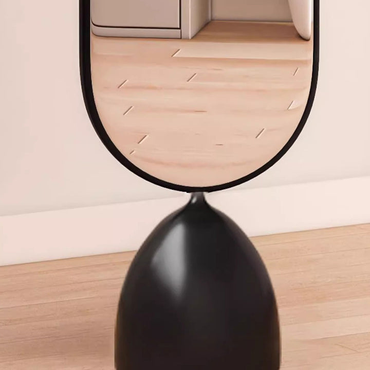 Moderner minimalistischer ovaler Standspiegel aus Eisen, Kunststoff und Glas, drehbar, in Ganzkörpergröße, mit Stauraum &amp; Kleiderständer für Schlafzimmer &amp; Wohnzimmer 