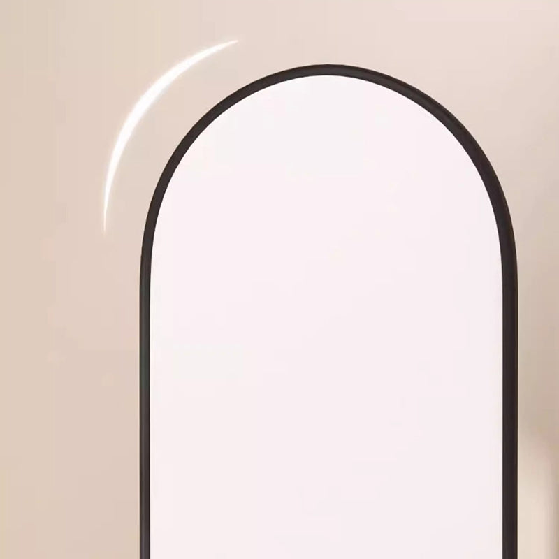 Moderner minimalistischer ovaler Standspiegel aus Eisen, Kunststoff und Glas, drehbar, in Ganzkörpergröße, mit Stauraum &amp; Kleiderständer für Schlafzimmer &amp; Wohnzimmer 