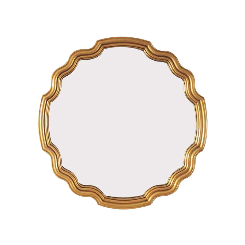 Traditioneller runder Wandspiegel aus Polyurethan und Glas in Wellenform im europäischen Stil für Wohnzimmer, Badezimmer und Schlafzimmer 