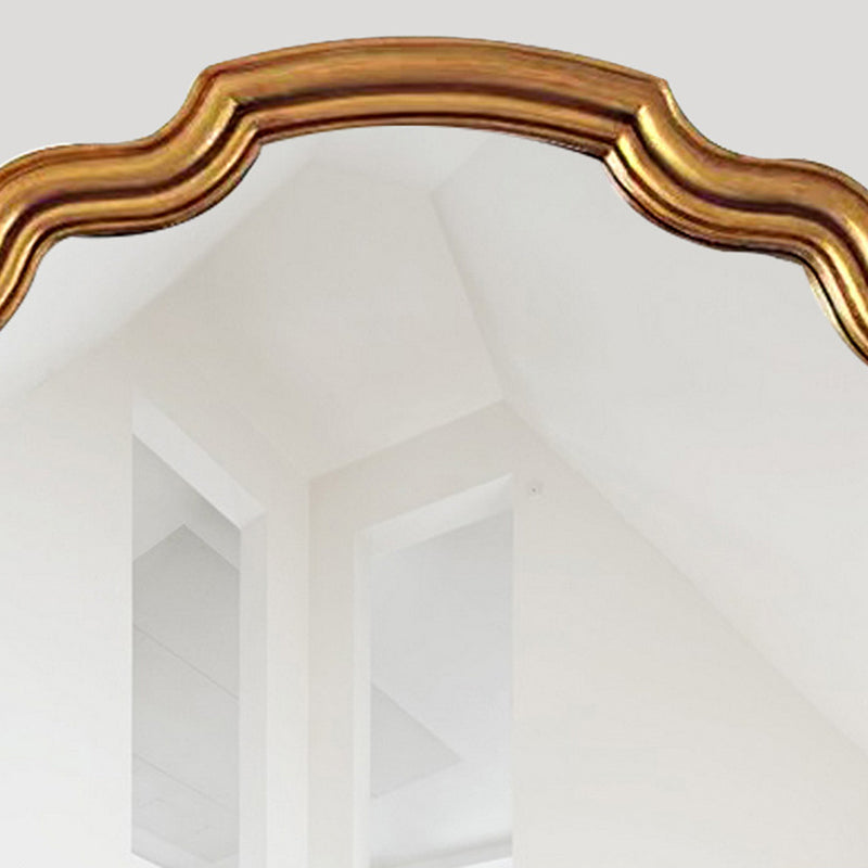 Traditioneller runder Wandspiegel aus Polyurethan und Glas in Wellenform im europäischen Stil für Wohnzimmer, Badezimmer und Schlafzimmer 
