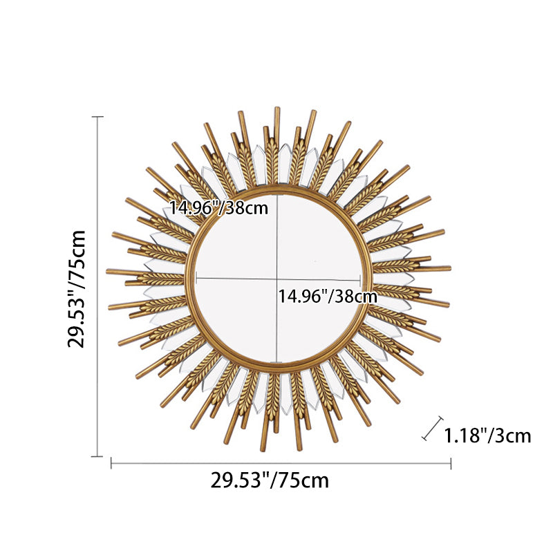 Modern Art Deco Polyurethane Glass Sunflower-shaped Wall Mirror For Living Room &amp; Bathroom