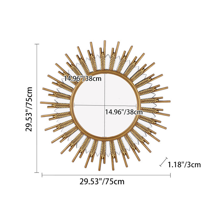 Modern Art Deco Polyurethane Glass Sunflower-shaped Wall Mirror For Living Room &amp; Bathroom