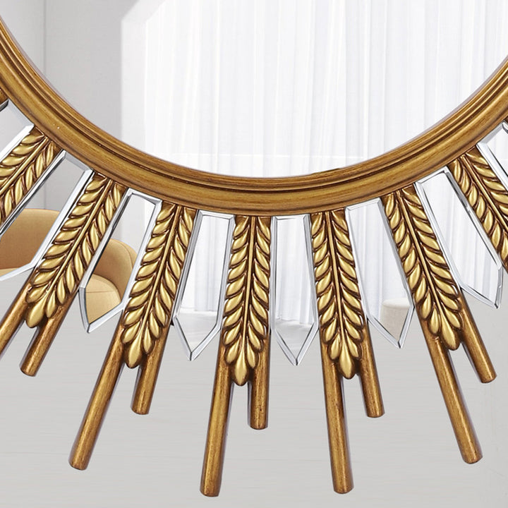 Modern Art Deco Polyurethane Glass Sunflower-shaped Wall Mirror For Living Room &amp; Bathroom