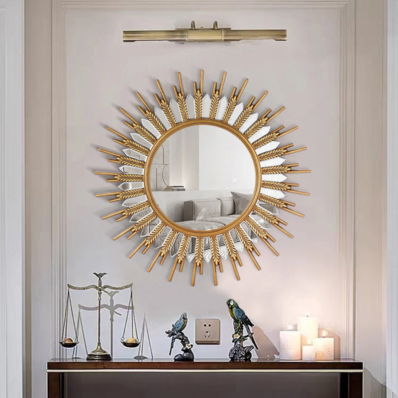 Modern Art Deco Polyurethane Glass Sunflower-shaped Wall Mirror For Living Room &amp; Bathroom