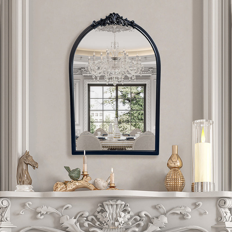Traditioneller französischer ovaler Bogen-Wandspiegel aus Polyurethan und Glas für Wohnzimmer &amp; Badezimmer 