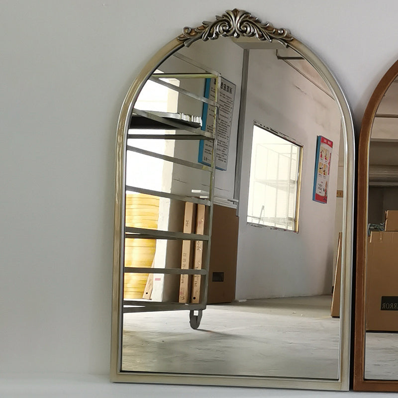 Traditioneller französischer ovaler Bogen-Wandspiegel aus Polyurethan und Glas für Wohnzimmer &amp; Badezimmer 