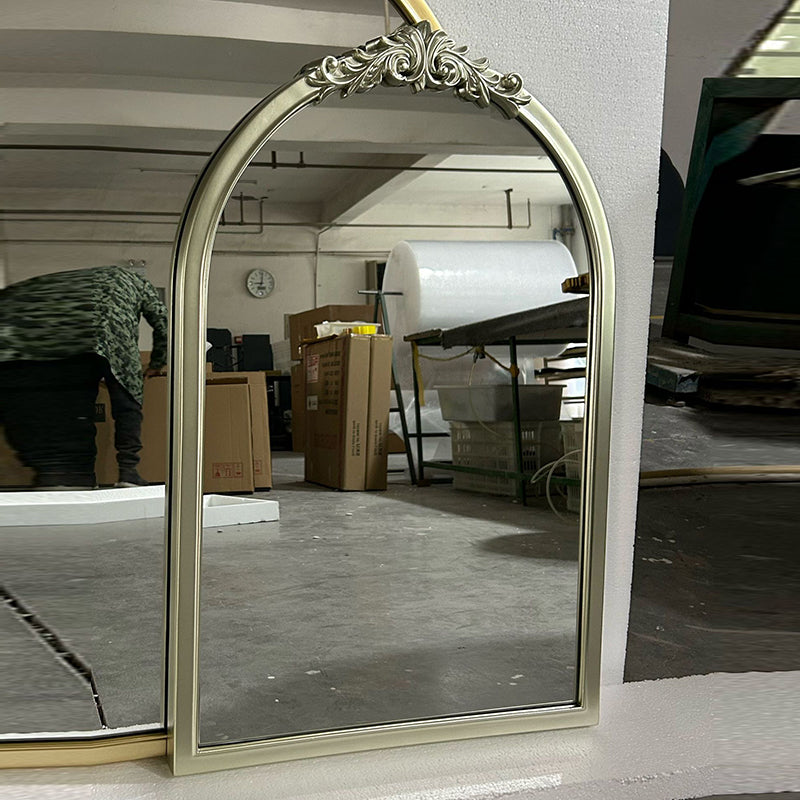 Traditioneller französischer ovaler Bogen-Wandspiegel aus Polyurethan und Glas für Wohnzimmer &amp; Badezimmer 