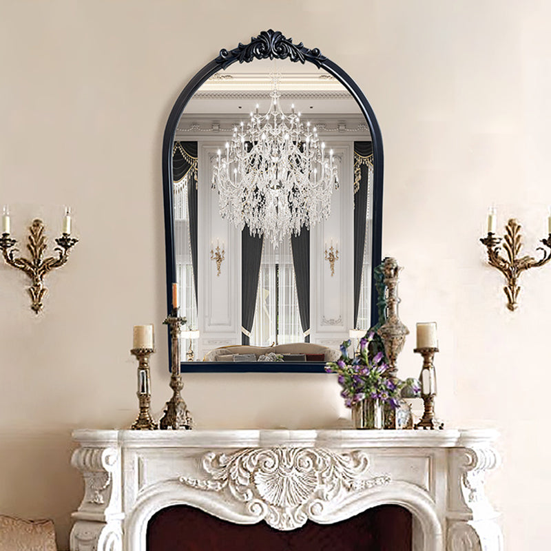Traditioneller französischer ovaler Bogen-Wandspiegel aus Polyurethan und Glas für Wohnzimmer &amp; Badezimmer 