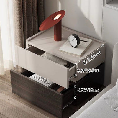 Modern Minimalist Solid Wood Eco Board Square Rectangular Nightstand with 2 Drawers for Bedroom
