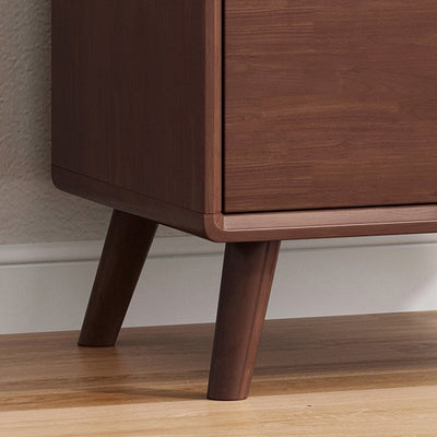 Modern Minimalist Square Rectangular Rubberwood Solid Wood Plywood Nightstand With 2-Drawer For Bedroom