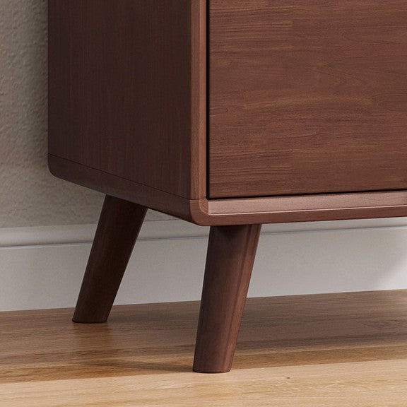 Modern Minimalist Square Rectangular Rubberwood Solid Wood Plywood Nightstand With 2-Drawer For Bedroom
