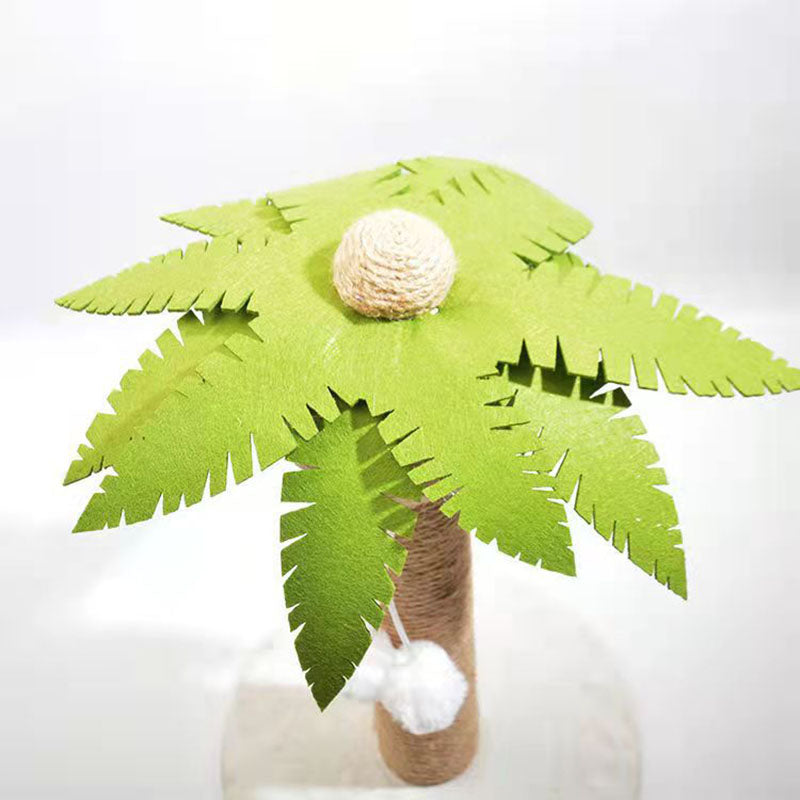 Arbre à chat griffoir contemporain en forme de cocotier, en sisal, feutre, tube en papier, panneau de fibres de densité moyenne, velours, avec balle jouet, pour salon 