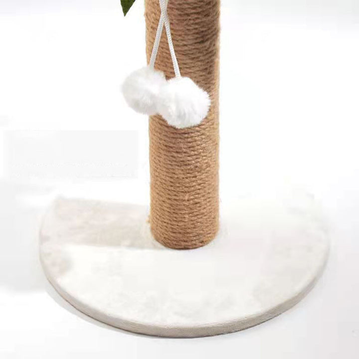 Arbre à chat griffoir contemporain en forme de cocotier, en sisal, feutre, tube en papier, panneau de fibres de densité moyenne, velours, avec balle jouet, pour salon 