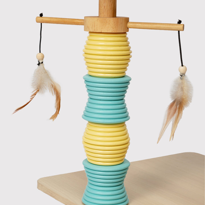 Contemporary Nordic Rectangular Cylindrical Particle Board Paper Tube Sisal Sherpa Fabric Velvet Cat Tree &amp; Condo 2-Condo For Living Room