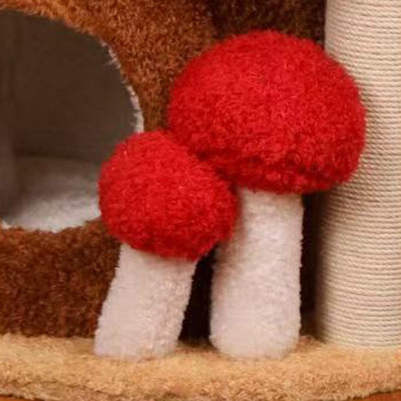 Arbre à chat contemporain créatif cylindrique en bois de pin avec peluche Teddy, sisal et condo, 2 condos pour salon 