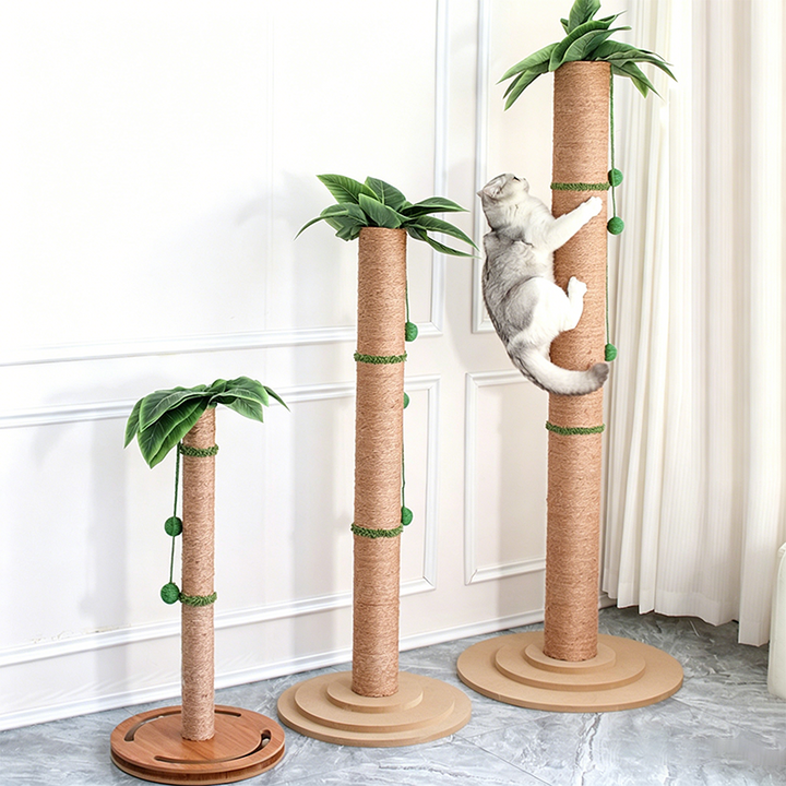 Contemporary Creative Cylindrical Tree-Shaped Sisal Medium Density Fiberboard Plastic Paper Tube Cat Scratching Post With Plants For Living Room