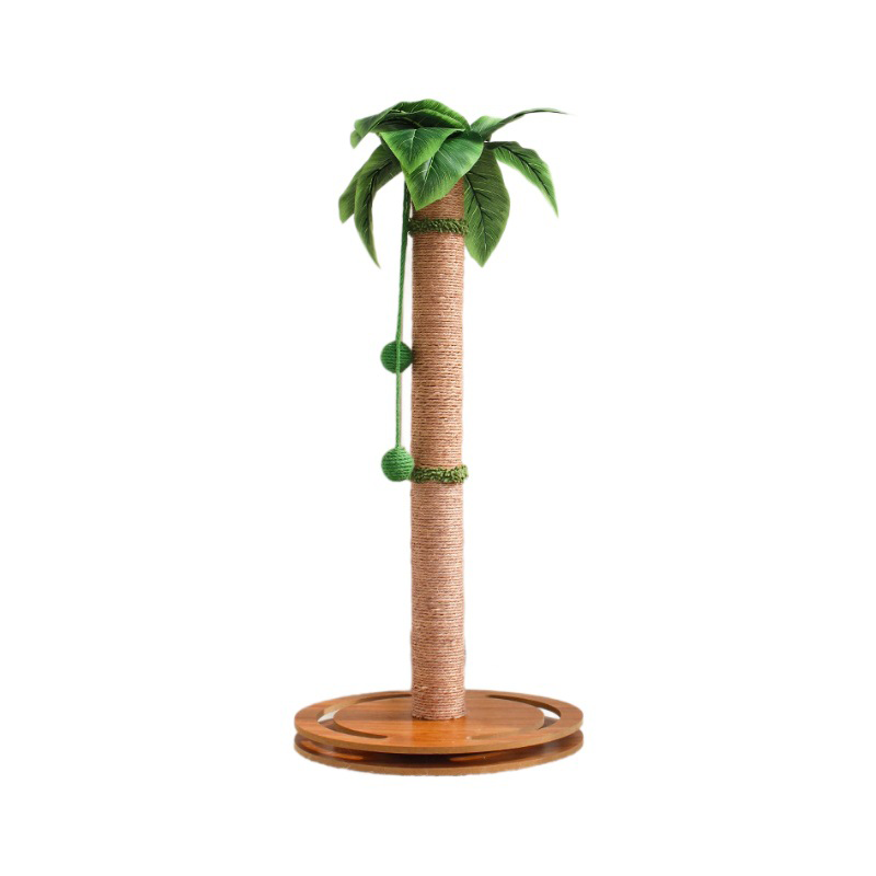 Contemporary Creative Cylindrical Tree-Shaped Sisal Medium Density Fiberboard Plastic Paper Tube Cat Scratching Post With Plants For Living Room