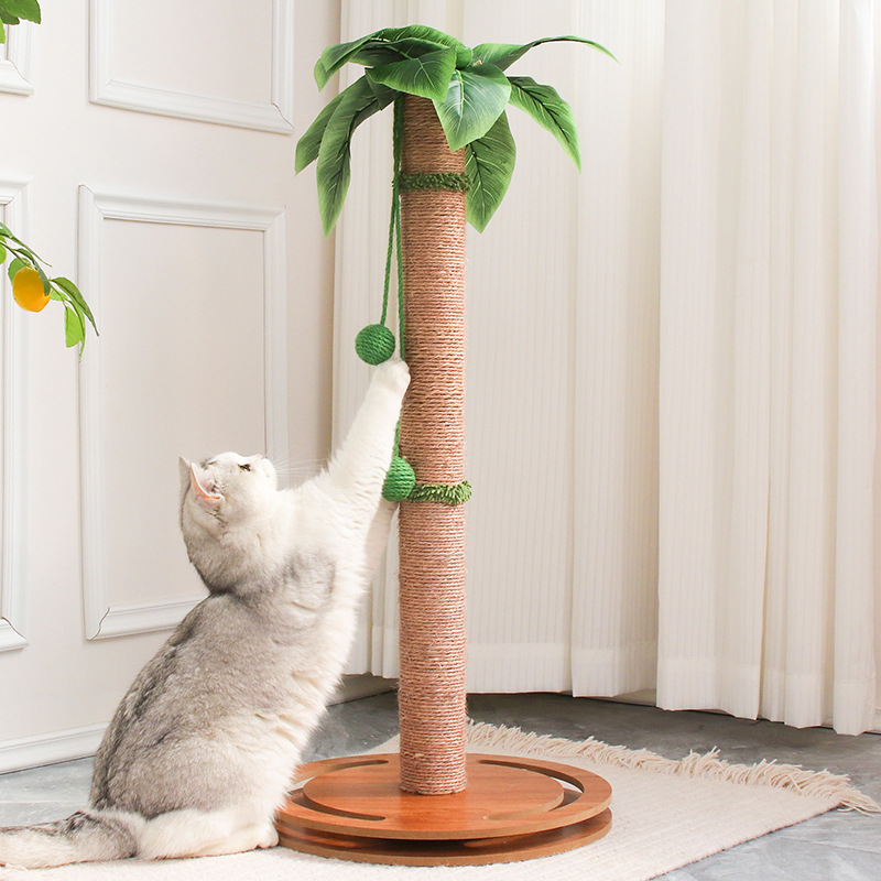 Contemporary Creative Cylindrical Tree-Shaped Sisal Medium Density Fiberboard Plastic Paper Tube Cat Scratching Post With Plants For Living Room