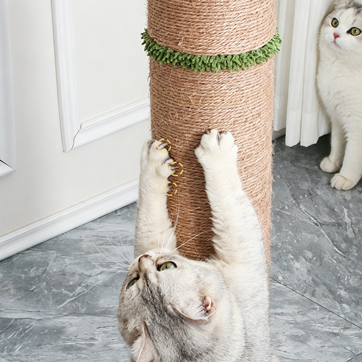 Contemporary Creative Cylindrical Tree-Shaped Sisal Medium Density Fiberboard Plastic Paper Tube Cat Scratching Post With Plants For Living Room