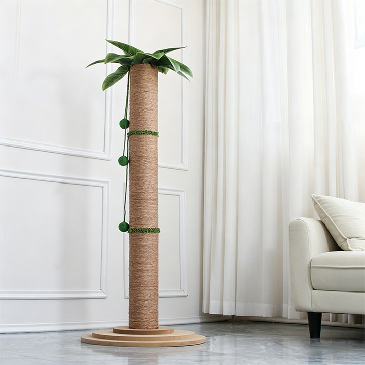 Contemporary Creative Cylindrical Tree-Shaped Sisal Medium Density Fiberboard Plastic Paper Tube Cat Scratching Post With Plants For Living Room