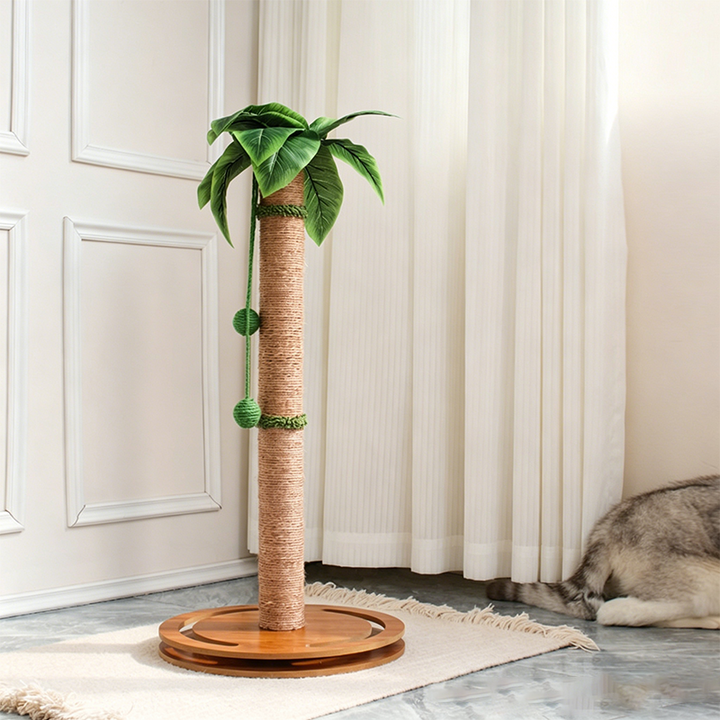 Contemporary Creative Cylindrical Tree-Shaped Sisal Medium Density Fiberboard Plastic Paper Tube Cat Scratching Post With Plants For Living Room