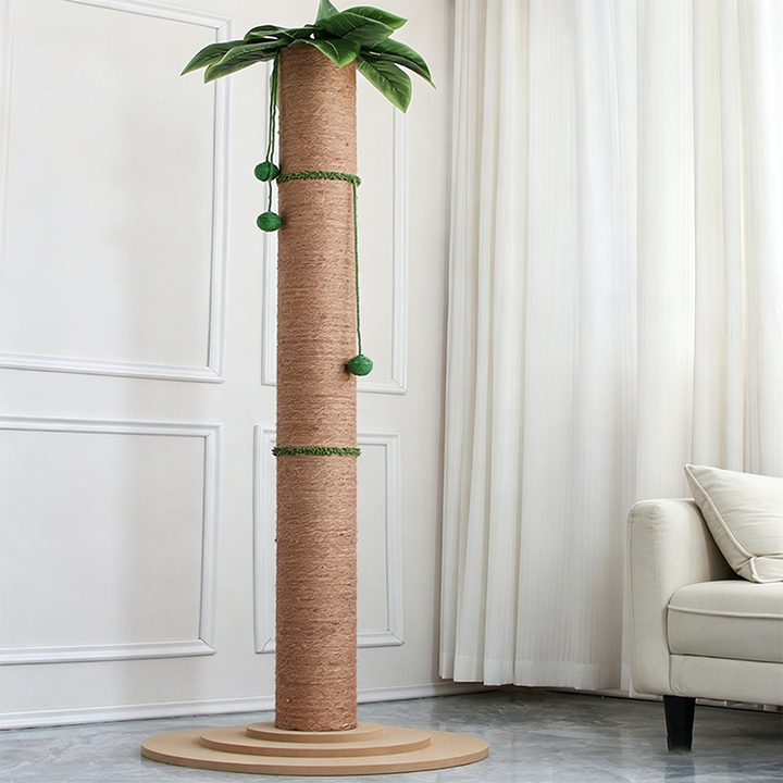Contemporary Creative Cylindrical Tree-Shaped Sisal Medium Density Fiberboard Plastic Paper Tube Cat Scratching Post With Plants For Living Room