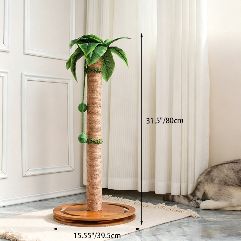 Contemporary Creative Cylindrical Tree-Shaped Sisal Medium Density Fiberboard Plastic Paper Tube Cat Scratching Post With Plants For Living Room