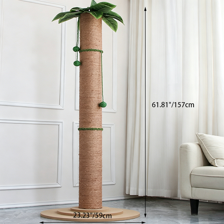 Contemporary Creative Cylindrical Tree-Shaped Sisal Medium Density Fiberboard Plastic Paper Tube Cat Scratching Post With Plants For Living Room