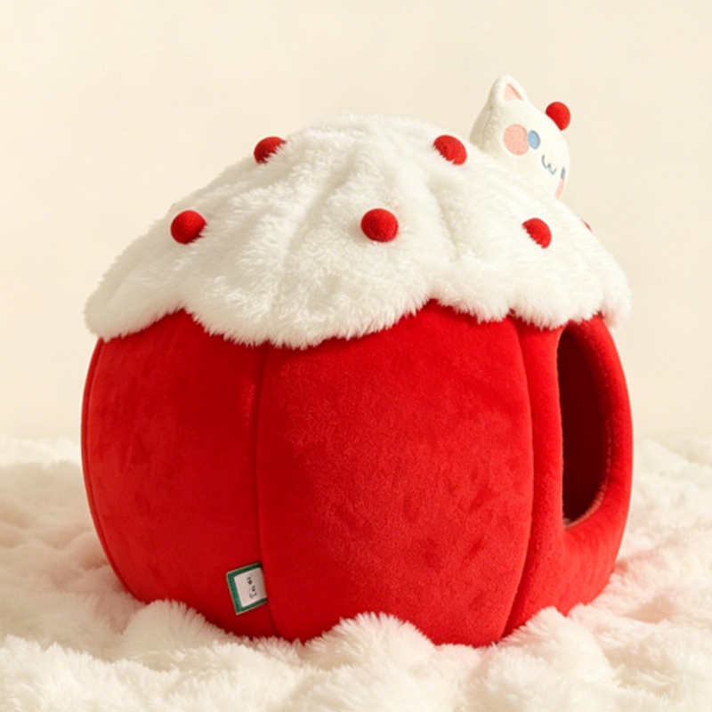 Contemporary Creative Cylindrical Cake-Shaped Velvet Sponge Cat Bed For Living Room